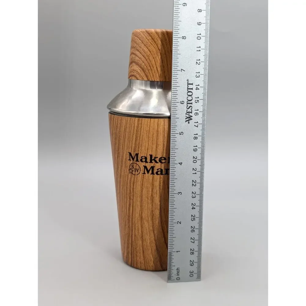 Makers Mark Bourbon Faux Wood Grain Stainless Steel Cocktail Shaker